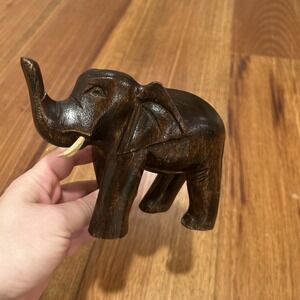 Hand Carved Wooden Elephant Tusks 4"
